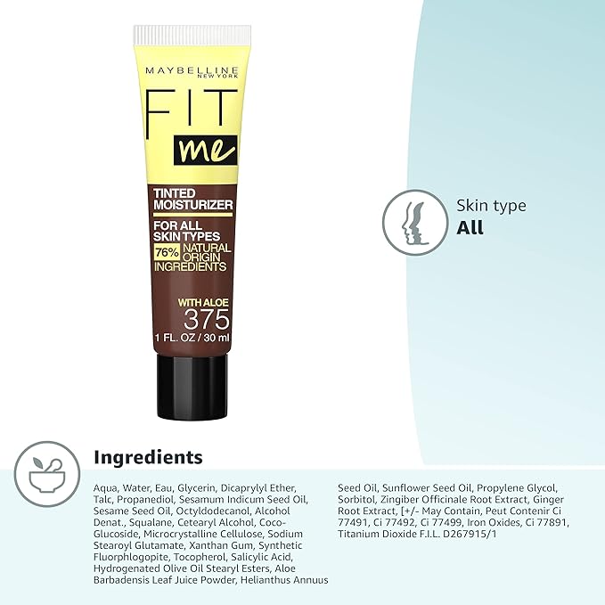 Maybelline Fit Me Tinted Moisturizer, Natural Coverage, Face Makeup, 375, 1 Count-VivaGrace Women