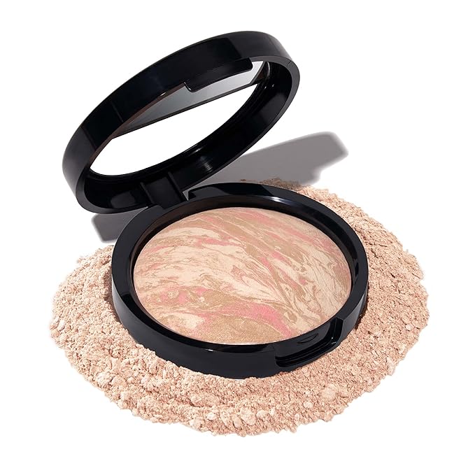 LAURA GELLER NEW YORK Award-Winning Baked Balance-n-Brighten Color Correcting Powder Foundation - Porcelain - Buildable Light to Medium Coverage - Demi-Matte Natural Finish-VivaGrace Women