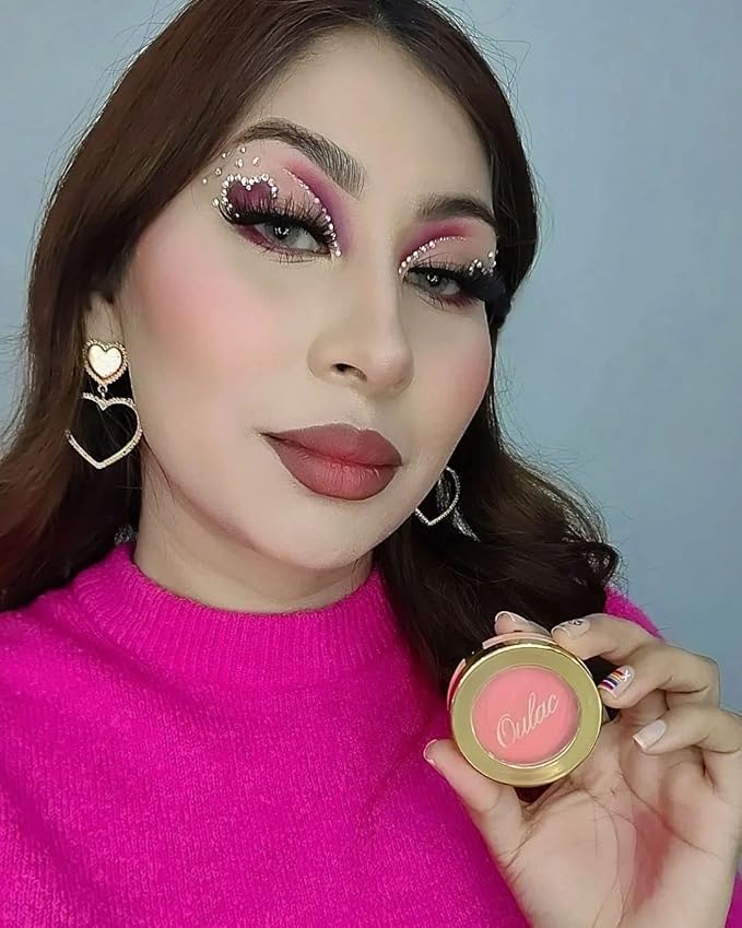 Oulac Blush Face Coral Matte | Pigmented Powdery Cream Blusher Warm Skin Light Medium| Natural Matte | Light Weight&Blendable| Cruelty-Free Blush| 12 Forever Young 4.8g-VivaGrace Women