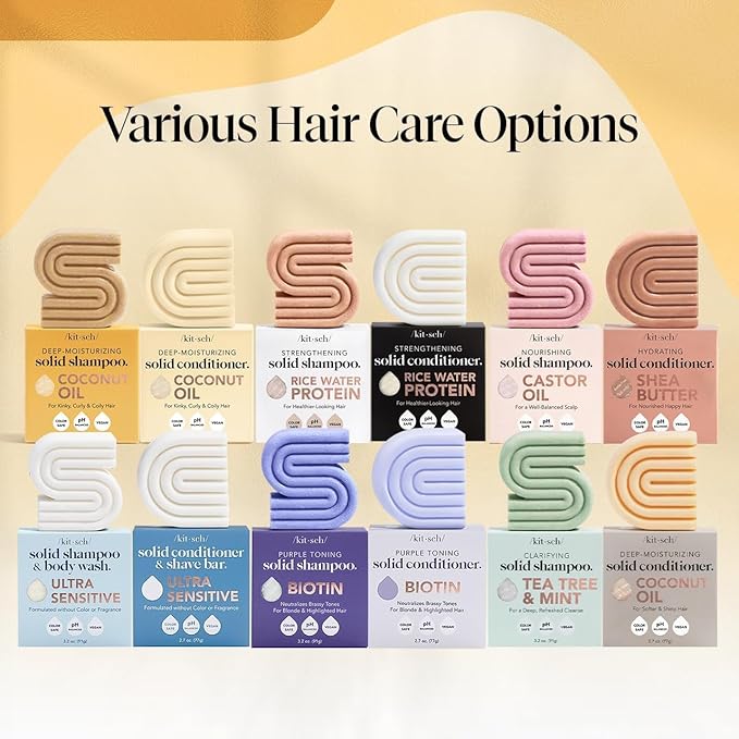 Kitsch Coconut Oil Shampoo and Conditioner Set – Deep Moisturizing Shampoo and Conditioner Bar for Dry Damaged Hair – Hydrating Solid Bars for Curly, Coily & Color Treated Hair – Made in USA-VivaGrace Women