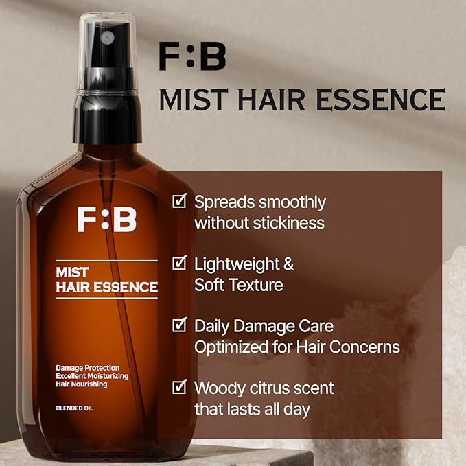 [Forbeaut] Mist Hair Essence – Lightweight Leave-In Treatment Spray for Damaged Hair, Daily Use, Silky Protein Care for Shine & Elasticity, Salon-Like Finish, Woody Citrus Scent, 100ml / 3.7 fl.oz-VivaGrace Women