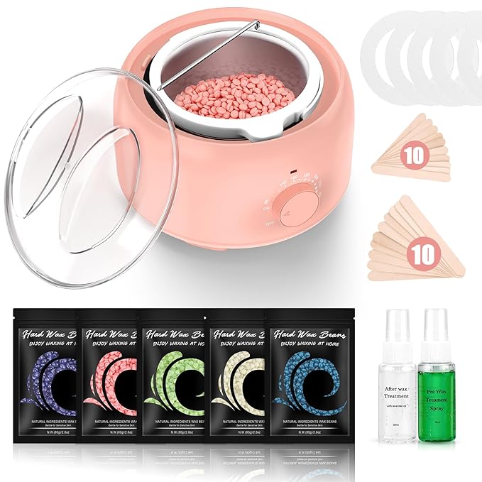 Waxing Kit - TIKESI Wax Warmer for Hair Removal, Hard Wax Kit with 14oz 5 Bags Hard Wax Beans for Full Body, Legs, Face, Eyebrows, Bikini, Brazilian Waxing Kit for Women Men-VivaGrace Women
