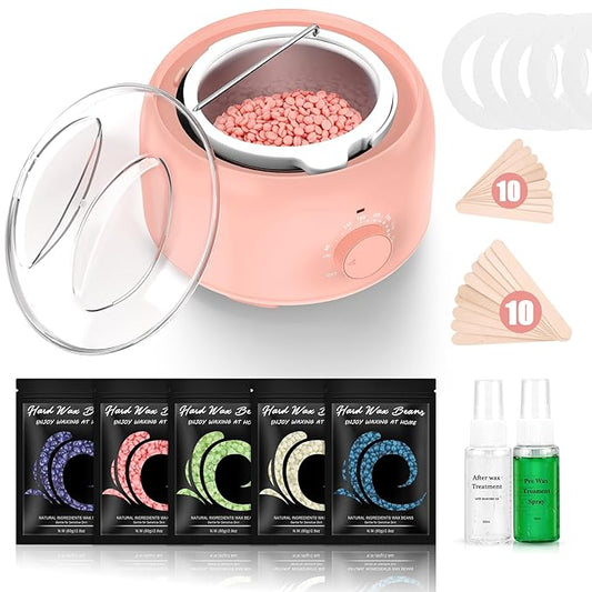 Waxing Kit - TIKESI Wax Warmer for Hair Removal, Hard Wax Kit with 14oz 5 Bags Hard Wax Beans for Full Body, Legs, Face, Eyebrows, Bikini, Brazilian Waxing Kit for Women Men-VivaGrace Women