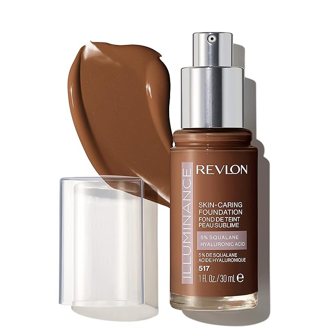 Revlon Illuminance Skin-Caring Liquid Foundation, Hyaluronic Acid, Hydrating and Nourishing Formula with Medium Coverage, 517 Amber (Pack of 1)-VivaGrace Women