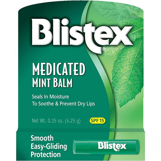 Blistex Medicated Mint Lip Balm, 0.15 Ounce (Pack of 24) – Prevent Dryness & Chapping, SPF 15 Sun Protection, Seals in Moisture, Hydrating Lip Balm, Easy Glide Formula for Full Coverage-VivaGrace Women