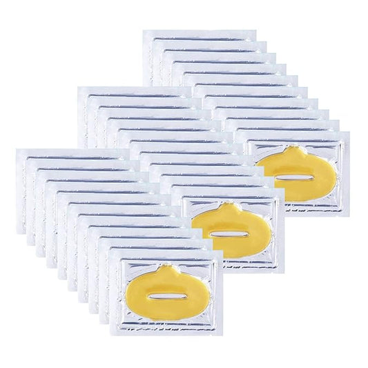 30 pieces of Moisturizing Collagen Crystal Lip Mask - Anti-Ageing & Anti Chapped, Reduce lip Wrinkles, Fade Lip Color, Make Skin Smooth And Firm Collagen Lip Pieces (Gold)-VivaGrace Women