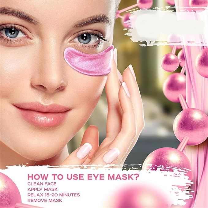 Under Eye Patches - 30 Pairs Collagen Eye Mask Eye Patches for Puffy Eyes and Dark Circles, Anti Aging Moisturizing Gel Eye Pads Under Eye Mask, Pink-VivaGrace Women