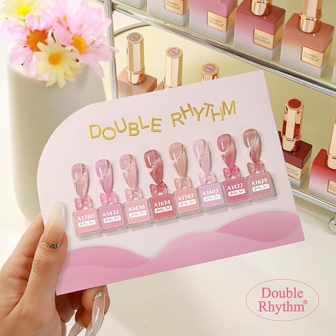 Double Rhythm 28Pcs 0.5Oz Gel Nail Polish Set Same Color Same Bottle Soak Off Gel Polish Kit Nail Art Manicure Salon DIY at Home for Women (Jelly Sheer Clear Collection-T24-8)-VivaGrace Women