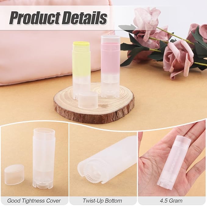 40 PCS 4.5g Oval Lip Balm Tubes Plastic Twist-up Filling Stick Refillable Lipstick Tube Containers for Chapstick Homemade Lip Balm DIY Deodorants Crayon (Clear)-VivaGrace Women