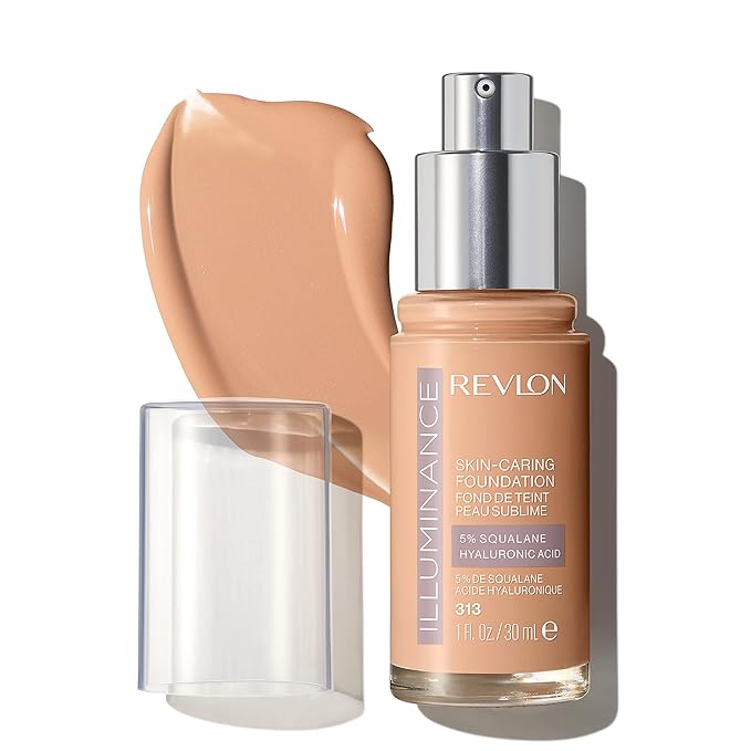 Revlon Illuminance Skin-Caring Liquid Foundation, Hyaluronic Acid, Hydrating and Nourishing Formula with Medium Coverage, 313 Light Tan (Pack of 1)-VivaGrace Women