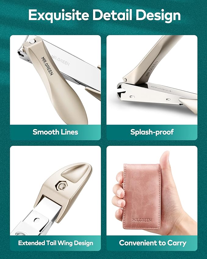 MR.GREEN Nail Clipper 3Pcs Set, Stainless Steel Manicure Pedicure Set with Nail Clippers, Glass Nail File & Tweezers, Medical Grade Grooming Kit with Travel Case Gift Box for Man & Woman (Pink)-VivaGrace Women