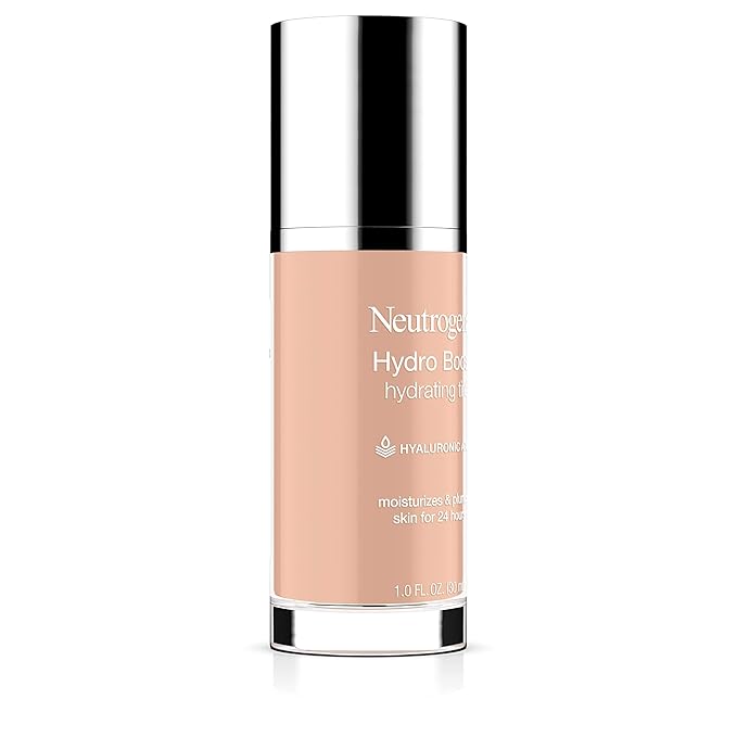 Neutrogena Hydro Boost Hydrating Tint Foundation Makeup for Dry Skin, with Hyaluronic Acid, Lightweight Oil-Free Water Gel, Non-Comedogenic, 20 Natural Ivory, 1.0 fl. oz-VivaGrace Women