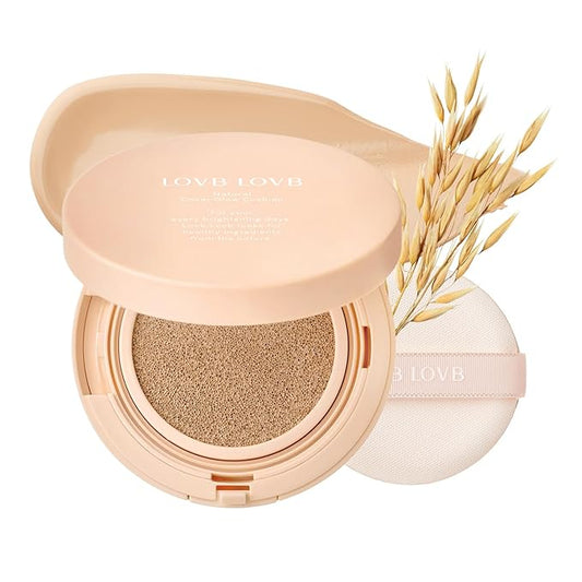 Natural Cover Glow Cushion Foundation | Korean Foundation Makeup | Long-Lasting Buildable Coverage | Lightweight and Moisturizing | Flawless Finish 0.42oz (21N Light Beige)-VivaGrace Women