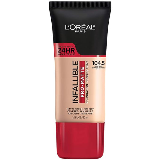 L'Oreal Paris Cosmetics Makeup Infallible Pro-Matte Liquid Longwear Foundation, Nude Buff, 1 fl oz.-VivaGrace Women