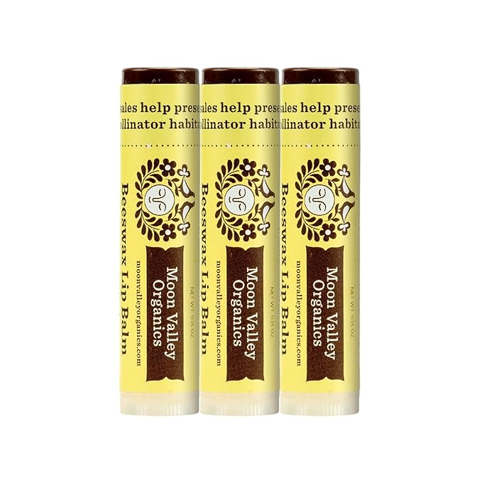 Moon Valley Organics Beeswax Lip Balm for Moisturizing Lips and Cuticles (VELVETY VANILLA, 3-Pack)-VivaGrace Women
