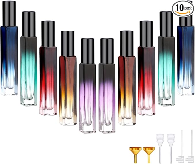 Segbeauty 0.34oz Mini Travel Spray Bottle, 10Pcs Glass Refillable Atomizer Spray Bottle for Perfume, 10ml Empty Perfume Atomizer Fine Mist, Portable Travel Cologne Sprayer with Refill Tool-VivaGrace Women
