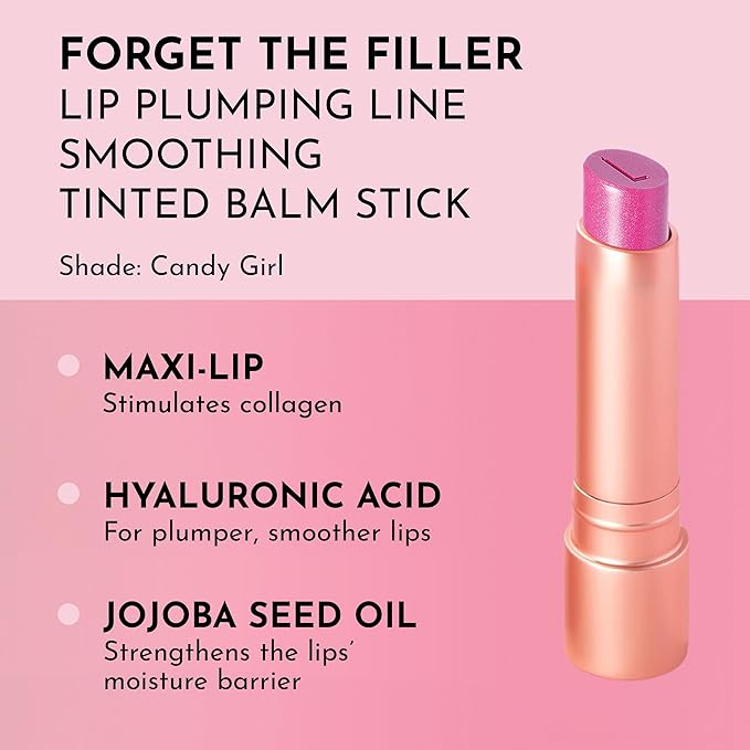 Lawless Forget the Filler Lip Plumping Line Smoothing Tinted Balm - Candy Girl - Premium Tinted Lip Balm with Natural Ingredients to Plump and Smooth Lips for a Firmer, Fuller Look - 0.09 oz-VivaGrace Women