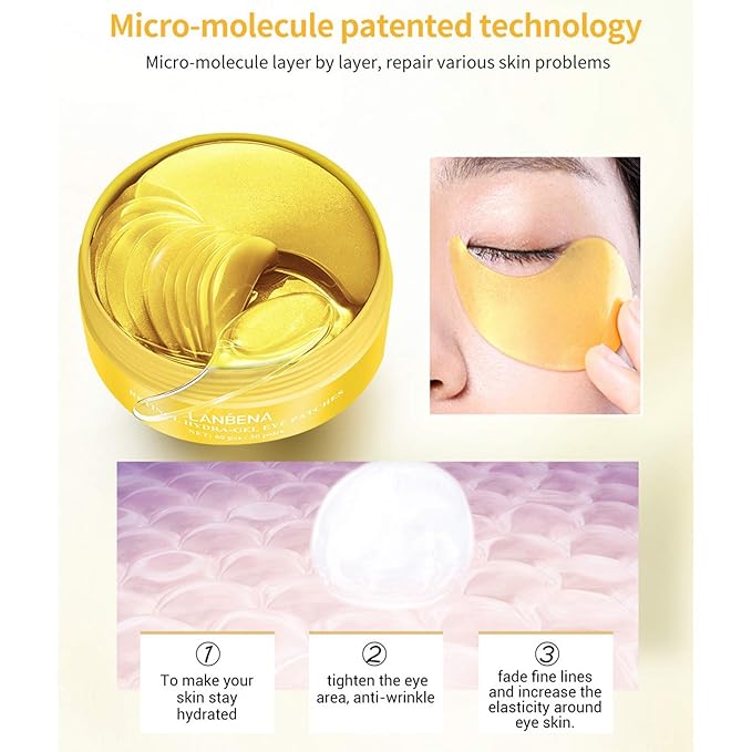 30 Pairs Hyaluronic Acid Collagen Eye Mask,Moisturizing Brightening Eye Mask, Eyes Treatment for Reducing Dark Circles, Lighten Wrinkles Anti-Aging, Fine Lines Eye Bags Puffiness for Women Men-VivaGrace Women