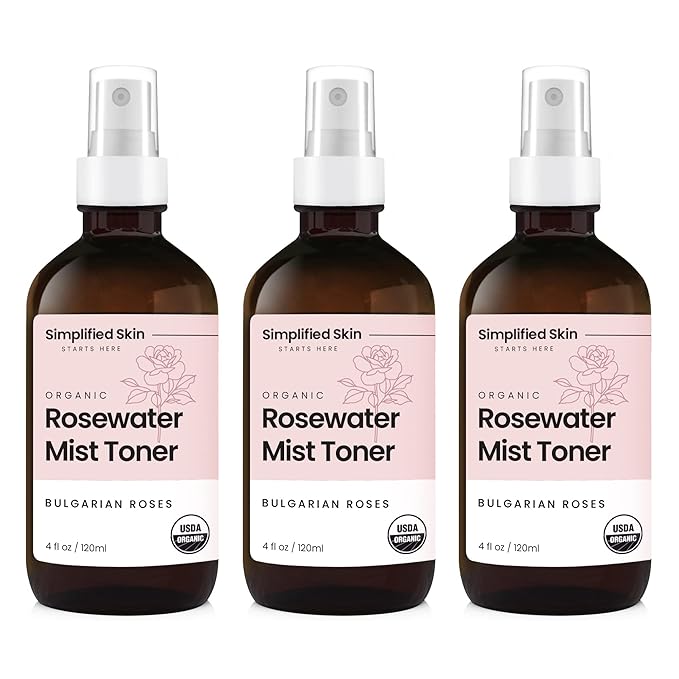 Simplified Skin Rose Water Spray for Face – Natural Organic Facial Toner – Hydrating Face & Hair Mist & Makeup Remover – Alcohol-Free 4 Fl Oz 3-Pack-VivaGrace Women
