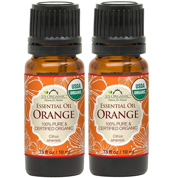 US Organic 100% Pure Sweet Orange Essential Oil - USDA Certified Organic - 10 ml Pack of 2 - w/Improved caps and droppers (More Size Variations Available)-VivaGrace Women