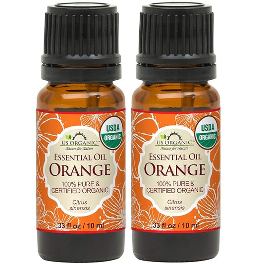 US Organic 100% Pure Sweet Orange Essential Oil - USDA Certified Organic - 10 ml Pack of 2 - w/Improved caps and droppers (More Size Variations Available)-VivaGrace Women