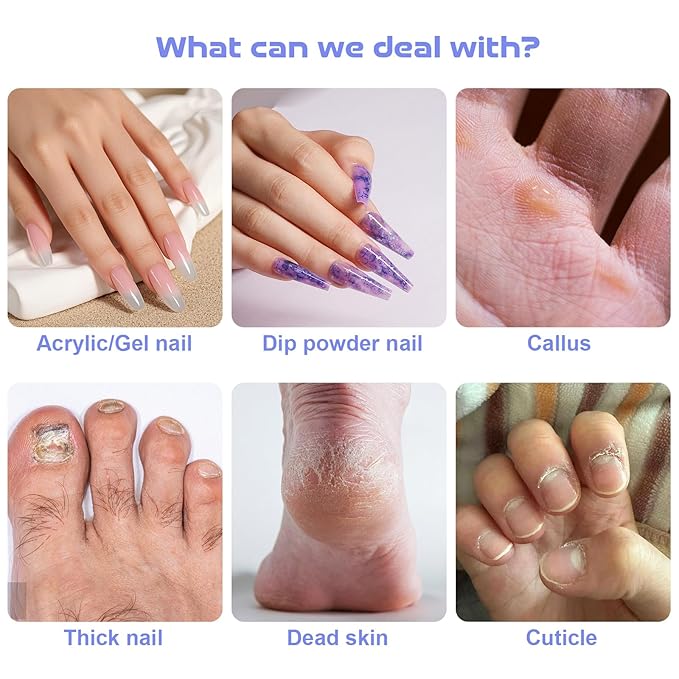 Electric Nail Drill, Cordless Drill, Portable Nail File Kit for Thick Toenails, Nail Dril Machine Professional Manicure Pedicure for Hand Natural Nails Care (White)-VivaGrace Women