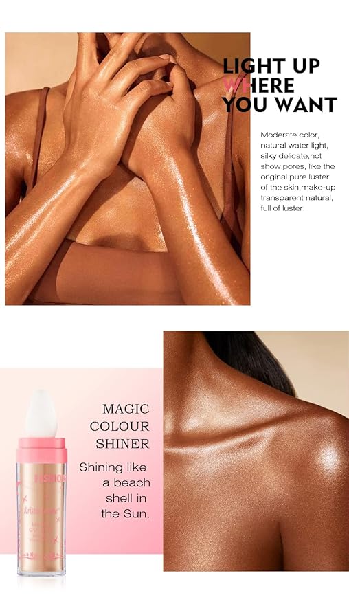 AKARY Shimmer Highlighter Powder, Fairy Polvo De Hadas Highlighter Powder & Blush Stick, Instant Glow Luminizer Duo, Glitter Body Face Hair High Gloss Stick, Sparkle Smudge-Proof Highlighter Stick Party Makeup (C-#03)-VivaGrace Women