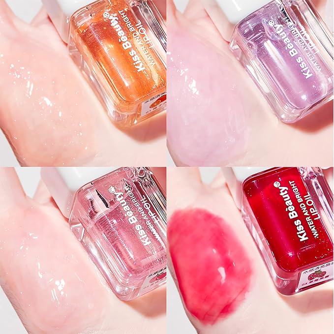 Plumping Lip Oil,Lip Gloss Hydrating Tinted Lip Balm Lip Care Transparent Toot Lip Oil Tinted Lip Glow Oil Long Lasting Nourishing Non-sticky Repairing Lightening Lip Lines Shine Primer Lip Tint（Grape)-VivaGrace Women