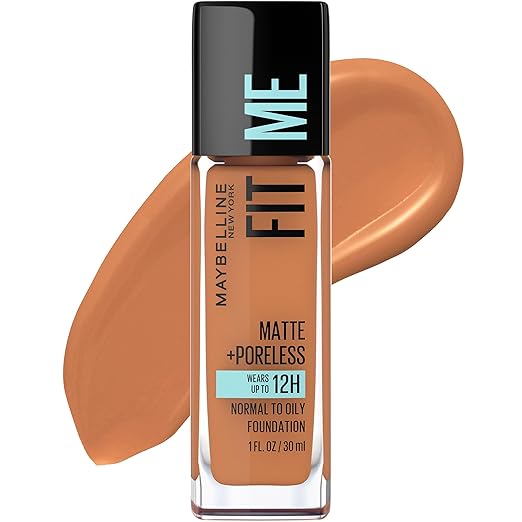 Maybelline New York Fit Me Matte Plus Pore Less Foundation, Spicy Brown, 1 Fluid Ounce-VivaGrace Women