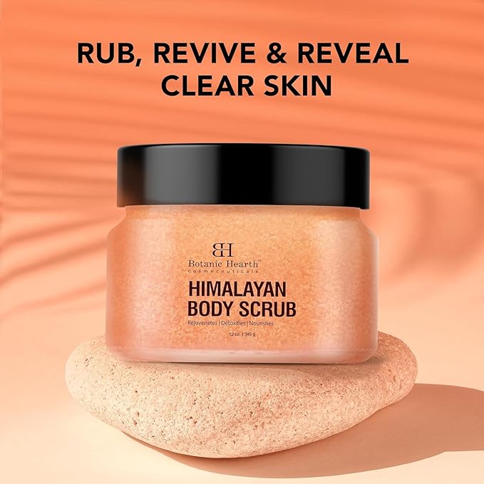 Botanic Hearth Himalayan Salt Body Scrub With Lychee Oil, Exfoliating Body Scrub Act As Body Exfoliator & Helps With Moisturizing Skin, Acne, Cellulite, Dead Skin Scars, Wrinkles 12 Oz-VivaGrace Women