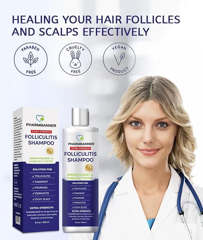 Anti-Fungal Shampoo for Folliculitis, Seborrheic Dermatitis, Scalp Psoriasis - Relieves Itchy & Dry Scalp-VivaGrace Women