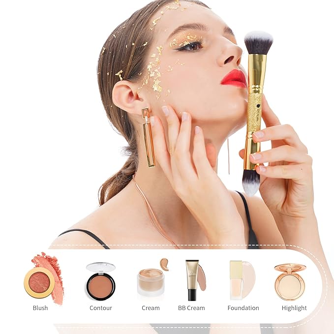 DUcare Makeup Brushes Duo End Foundation Powder Buffer and Contour Brush Synthetic Cosmetic Tools 2Pcs-VivaGrace Women