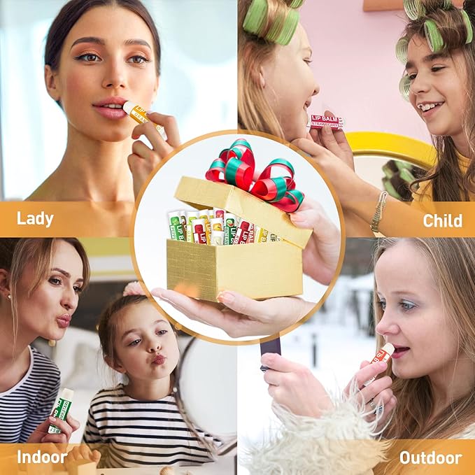 DMSKY 24 Pack Lip Balm, Natural Lip Balm Bulk with Vitamin E and Coconut Oil, Lip Care Product, Moisturizing Soothing Chapped Lips-VivaGrace Women