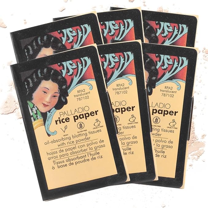 Palladio Rice Paper Facial Tissues for Oily Skin, Face Blotting Sheets Made from Natural Rice, Oil Absorbing Paper with Rice Powder, 2 Sided, Instant Results, Translucent, 40 Count, Pack of 6-VivaGrace Women