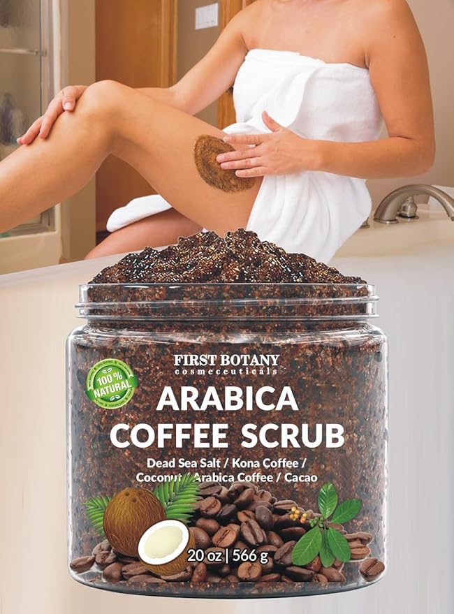 First Botany Cosmeceuticals, 100% Natural Arabica Coffee Scrub with Organic Coffee Coconut & Shea Butter, 20 oz-VivaGrace Women