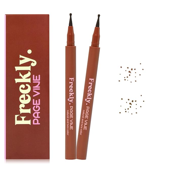 Freckle Pen,2 PCS Faux Freckle Stamp Waterproof,Fake Face Freckles Stain Makeup Long Lasting Quick Dry,Natural Lifelike Soft Dot Freck Pen 01-Light+02-Medium-VivaGrace Women