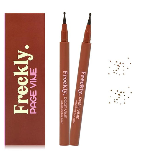 Freckle Pen,2 PCS Faux Freckle Stamp Waterproof,Fake Face Freckles Stain Makeup Long Lasting Quick Dry,Natural Lifelike Soft Dot Freck Pen 01-Light+02-Medium-VivaGrace Women