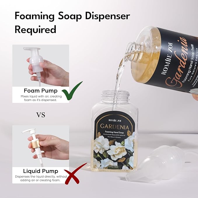 Gardenia Foaming Hand Soap Refill Gift Set, Non-Toxic & Biodegradable, Sensitive Skin Friendly