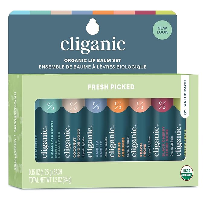 Cliganic Organic Lip Balm Set (Fresh Picked, 8 Flavors) - 100% Natural Moisturizer for Cracked & Dry Lips-VivaGrace Women