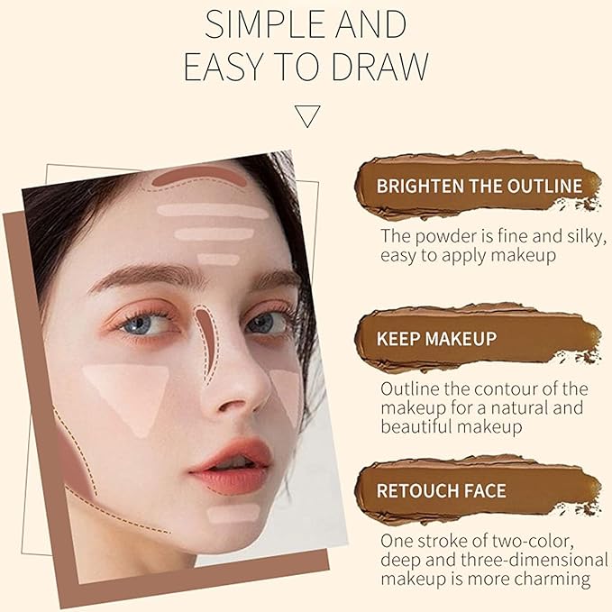 Double-End Contour Highlighter Stick Contour Stick, Face Highlighter, Contour Makeup Contouring Sticks Cream Concealer (4)-VivaGrace Women
