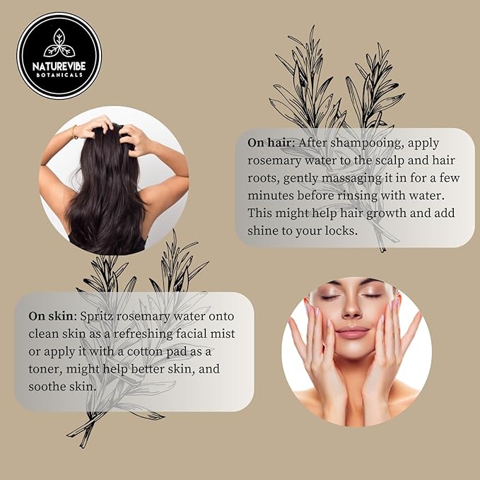 Naturevibe Botanicals Rosemary Water 32 Ounces | 100% Pure and Natural | Great for Skin Care and Hair Care-VivaGrace Women