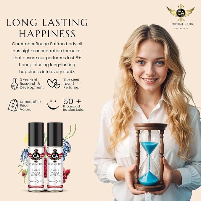 CA Perfume Amber Rouge Saffron Fragrance Body Oil For Women & Men Roll On 0.33fl oz / 10ml-VivaGrace Women