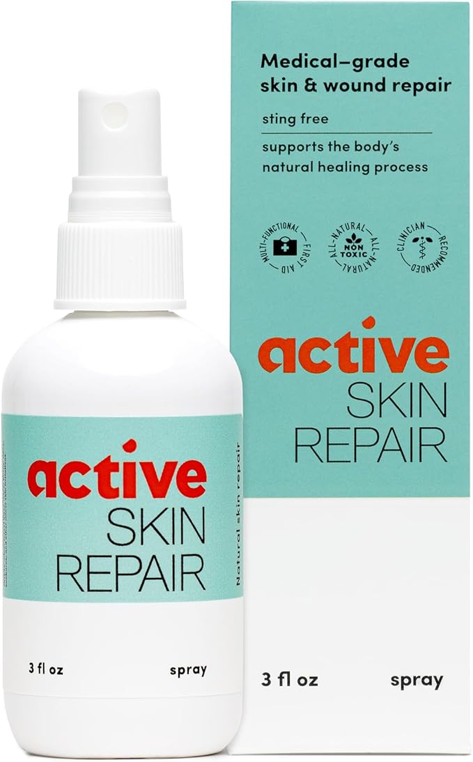 Active Skin Repair First Aid Healing Skin Spray - Natural & Non-Toxic with Hypochlorus Acid for Minor Cuts, Wounds, Scrapes, Rashes, Sunburns, & More, 3 oz-VivaGrace Women