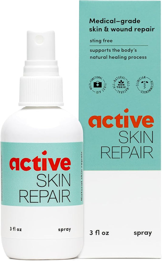 Active Skin Repair First Aid Healing Skin Spray - Natural & Non-Toxic with Hypochlorus Acid for Minor Cuts, Wounds, Scrapes, Rashes, Sunburns, & More, 3 oz-VivaGrace Women
