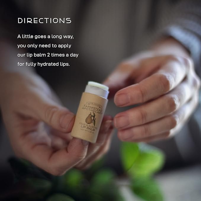 Farmstead Apothecary 100% Natural Lip Balm with Organic Beeswax, Organic Shea Butter & Organic Coconut Oil, Pear & Almond 0.25 oz-VivaGrace Women