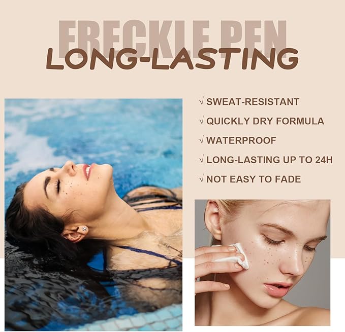 4 Colors Freckle Pen Set, Natural Lifelike Face Fake Freckle Stamp Makeup Pen Waterproof Long Lasting Quick Dry Faux Freckles Sun-kissed Makeup-Light Brown,Natural Coffee,Chestnut,Dark Brown-VivaGrace Women