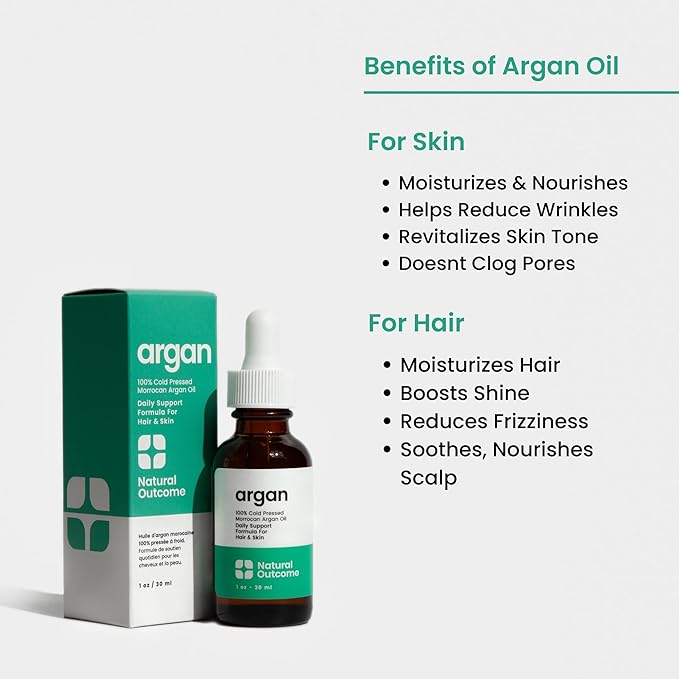 Argan Oil 100% Pure Moroccan Cold-Pressed Face, Body and Hair Lightweight Oil for Moisturizing, Hydrating & Skin Nourishment, 1 oz-VivaGrace Women