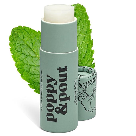 Poppy & Pout Sweet Mint Jumbo Lip Balm | All Natural Lip Balms & Moisturizers | Hydrates with Beeswax, Vitamin E, Organic Coconut Oil | Cruelty-Free | Lip Balm in Recyclable Cardboard Tube-VivaGrace Women