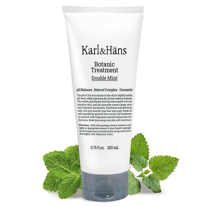 Karl&Hans Botanic Double Mint Conditioner Hair Treatment -Organic, Silicone-Free, Revitalizing Care for Frizzy Hair with Ceramide & Natural Extracts for All Hair Types, 6.76 fl oz-VivaGrace Women
