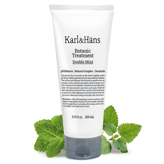 Karl&Hans Botanic Double Mint Conditioner Hair Treatment -Organic, Silicone-Free, Revitalizing Care for Frizzy Hair with Ceramide & Natural Extracts for All Hair Types, 6.76 fl oz-VivaGrace Women
